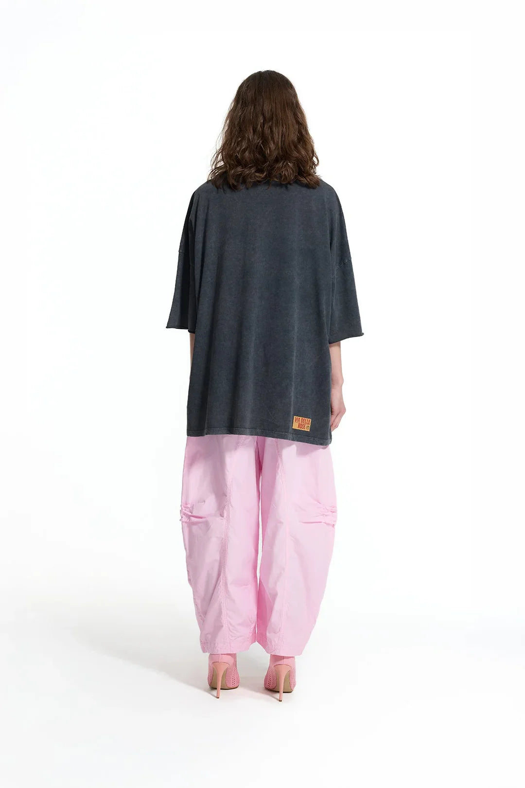 Black Graphic Print Washed Oversize Tunic