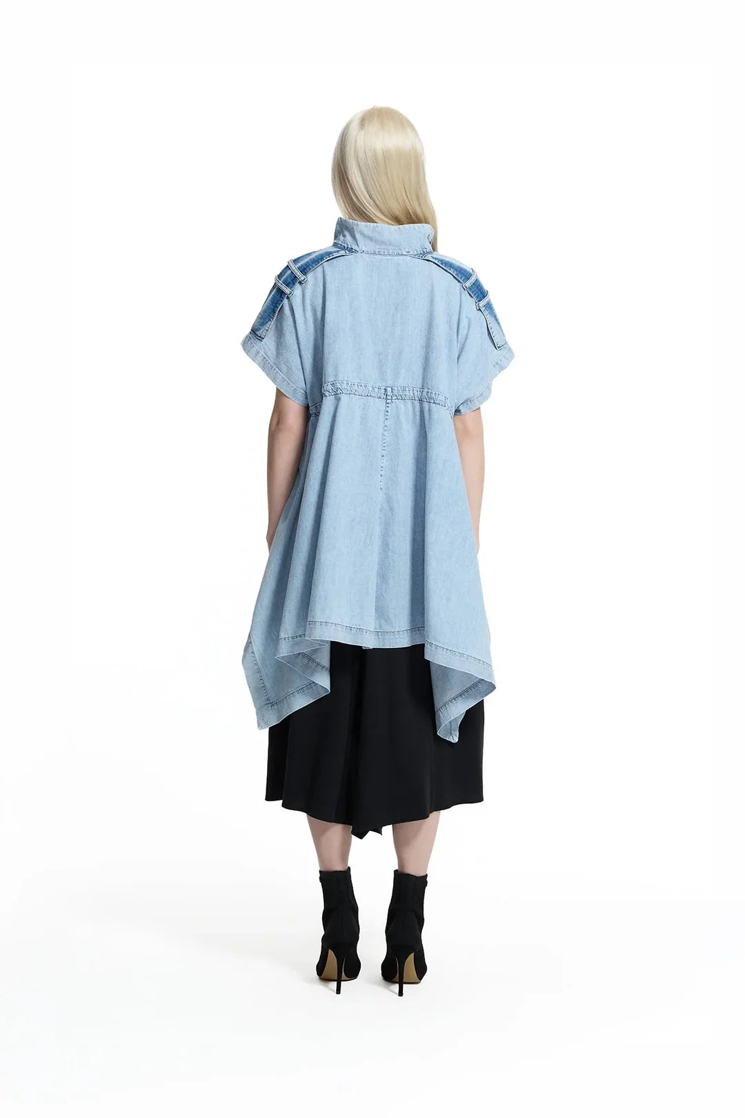 Ice Blue Asymmetric Denim Coat