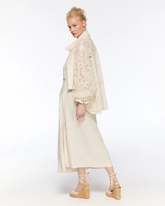 Sand high-waisted pleated maxi skirt