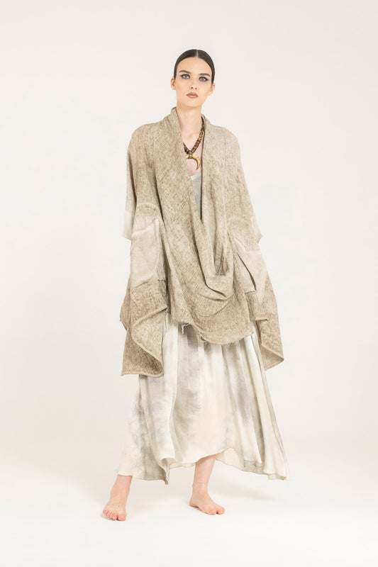 Sand Shell Maxi Knitwear Poncho