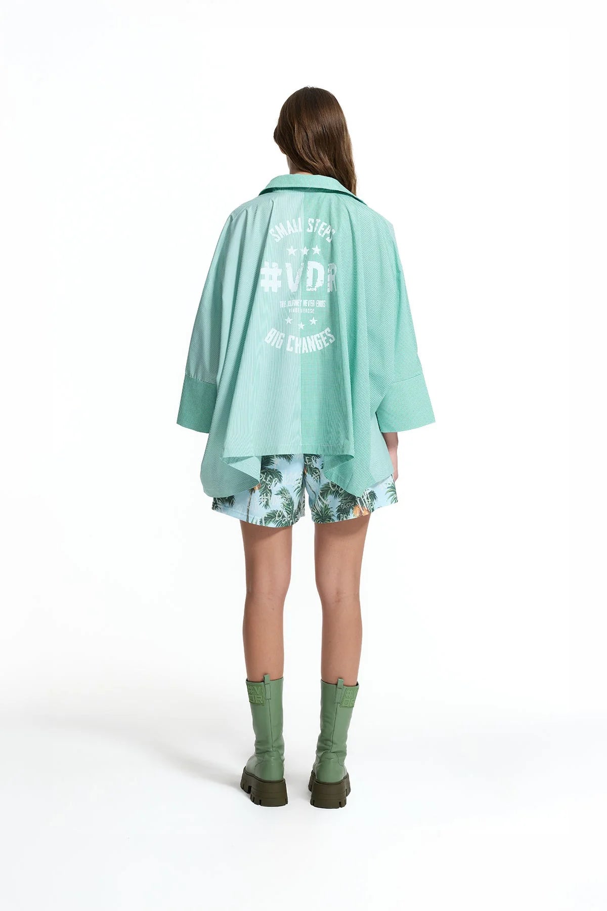 Green Back Print Relaxed Fit Tunic Shirt