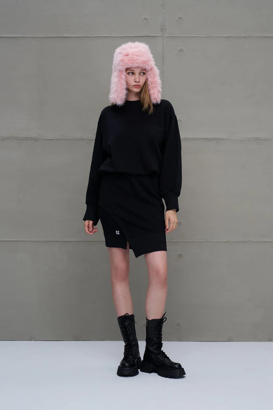 Black Asymmetric Oversize Dress