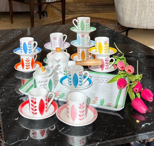 Hand Painted Traditional Coffee Cup with its Plate