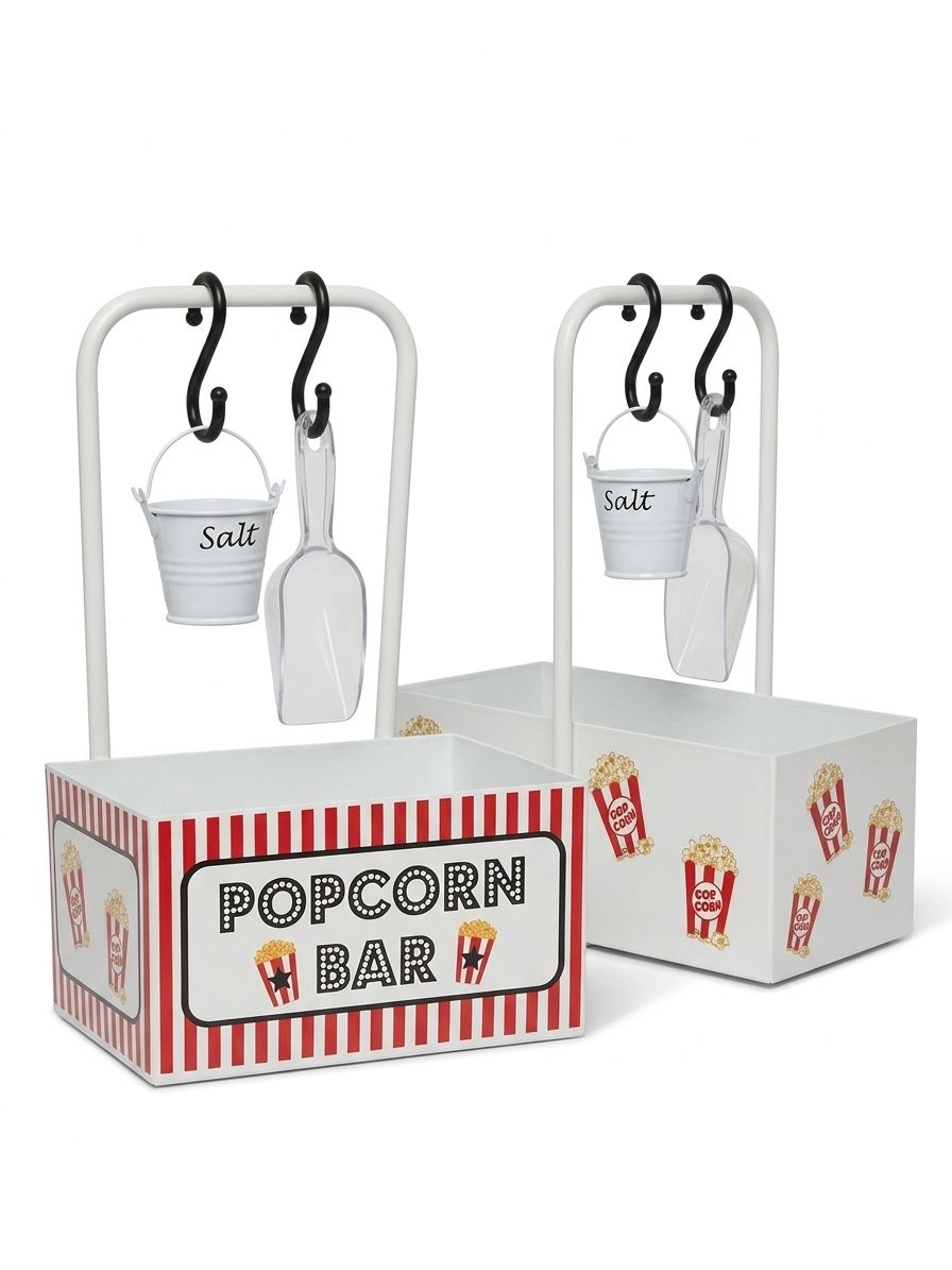 Popcorn metal square basket serving (big), shovel mini salt bucket