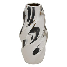 Load image into Gallery viewer, "Sky" Vase - Twisted Glazed Dolomite Ceramic, Mirror Silver
