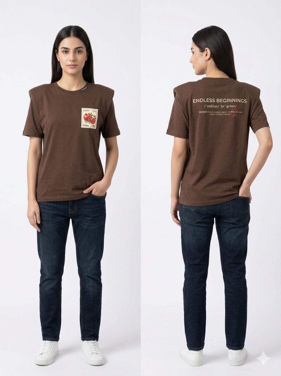Pomegranate Brown T-shirt with Epaulette