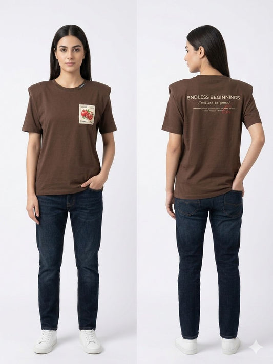 Pomegranate Brown T-shirt with Epaulette