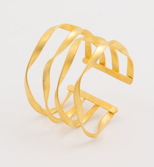 Big 4 Lined Gold Plated Bracelet