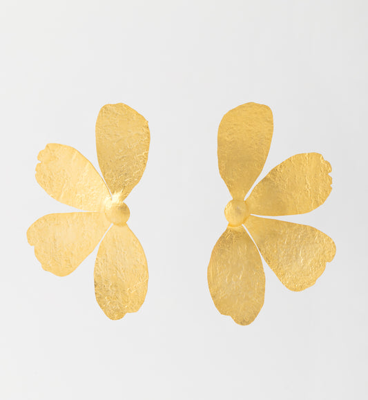 Half Flower Gold Plated Earrings