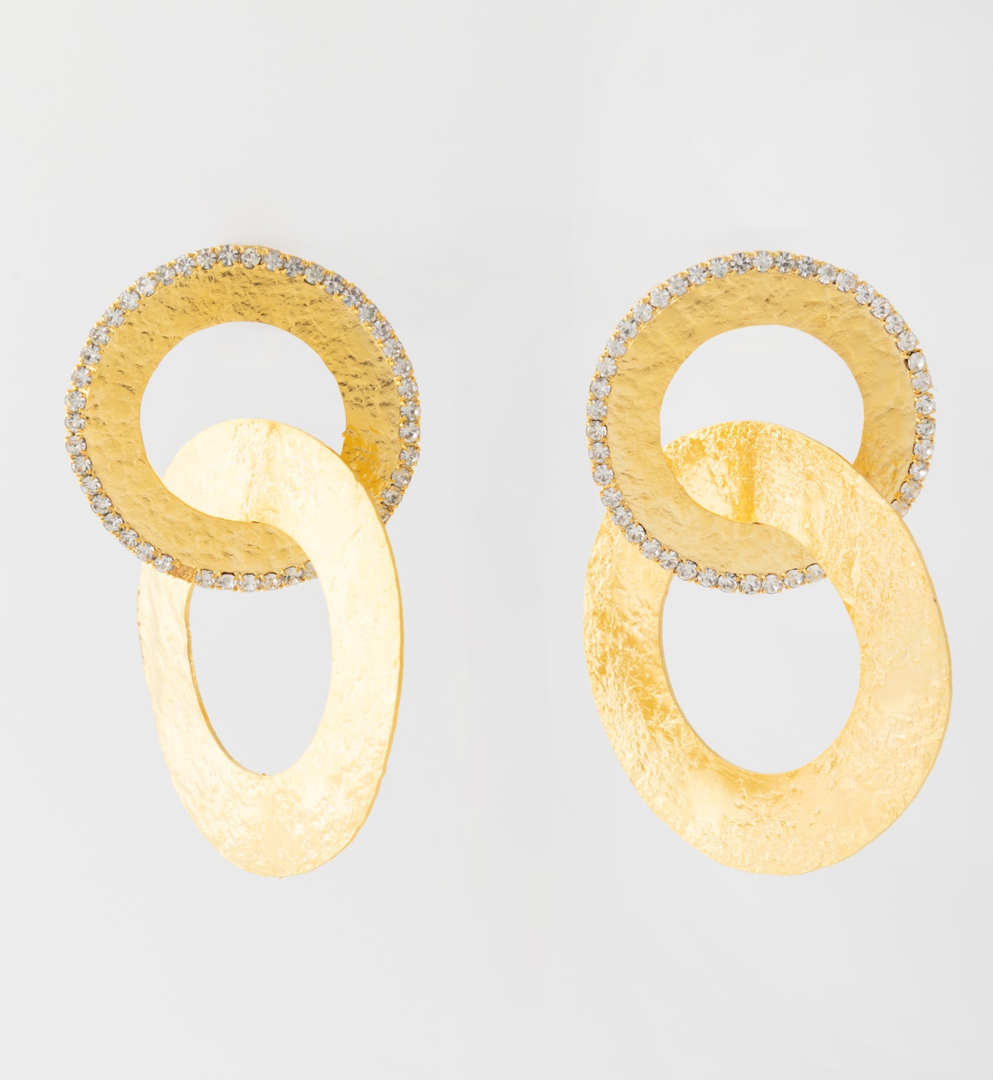 Gold Plated 2 Circles With Strass