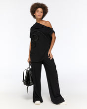 Load image into Gallery viewer, Off-shoulder black set with ruffled embroidery
