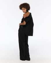 Load image into Gallery viewer, Off-shoulder black set with ruffled embroidery
