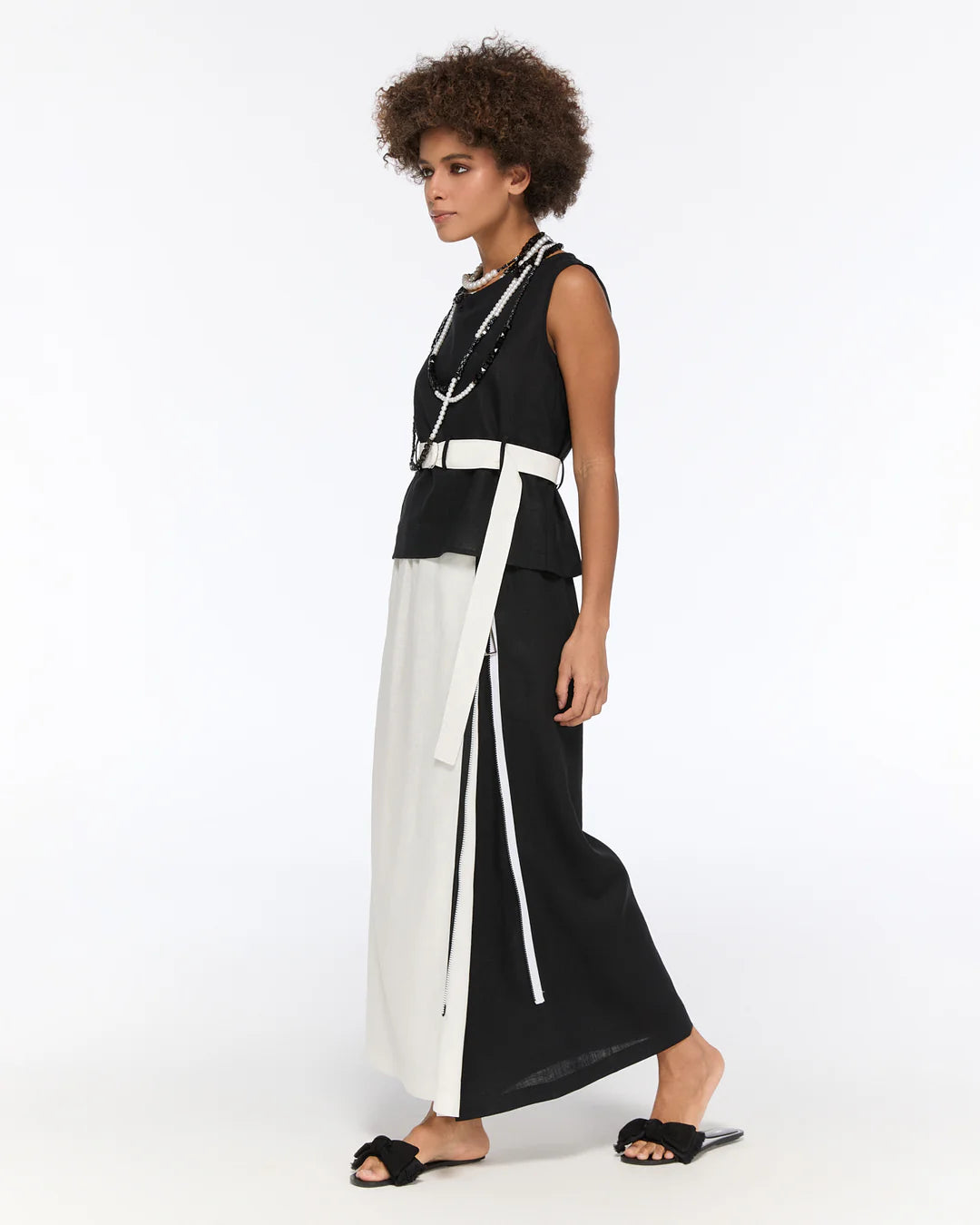 Black Blouse with Original Black & White Trousers