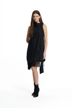 Load image into Gallery viewer, Black Asymmetric Tulle Detail Midi Dress
