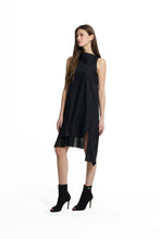 Load image into Gallery viewer, Black Asymmetric Tulle Detail Midi Dress
