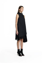 Load image into Gallery viewer, Black Asymmetric Tulle Detail Midi Dress
