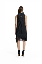 Load image into Gallery viewer, Black Asymmetric Tulle Detail Midi Dress
