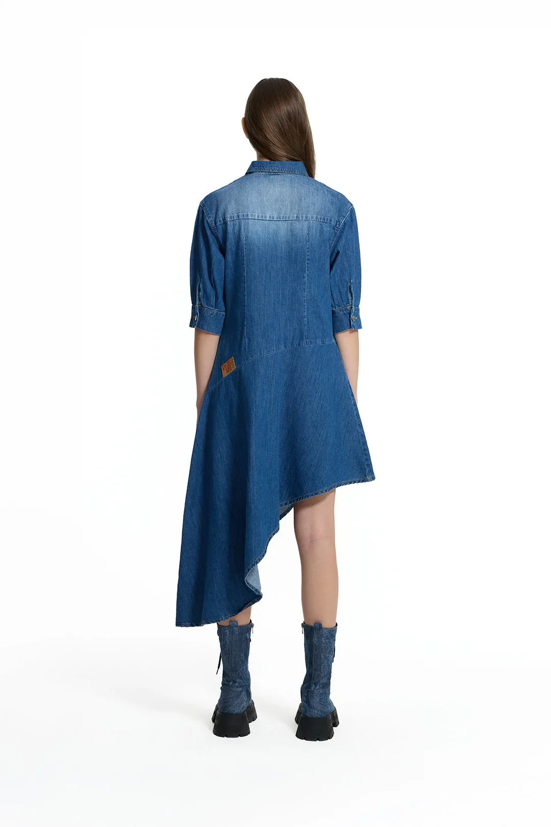 Blue Asymmetric Denim Shirt Dress