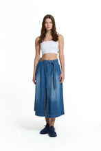 Load image into Gallery viewer, Blue Belted Culotte Denim Skirt
