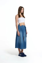 Load image into Gallery viewer, Blue Belted Culotte Denim Skirt
