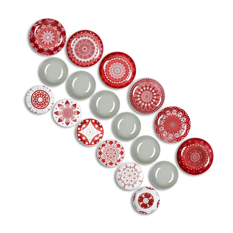 MANDALA RED 18 PCS DINNER SET