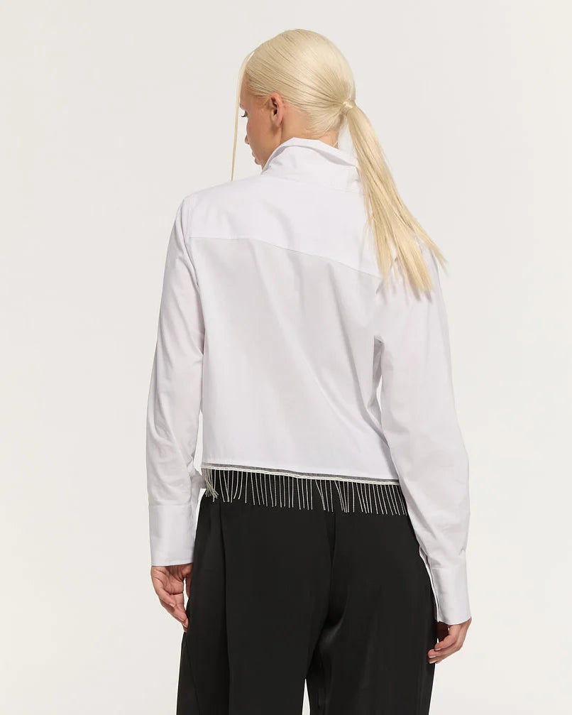 White fringe-detail shirt