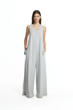 Load image into Gallery viewer, Grey Melange Wide Leg Relaxed Fit Jumpsuit
