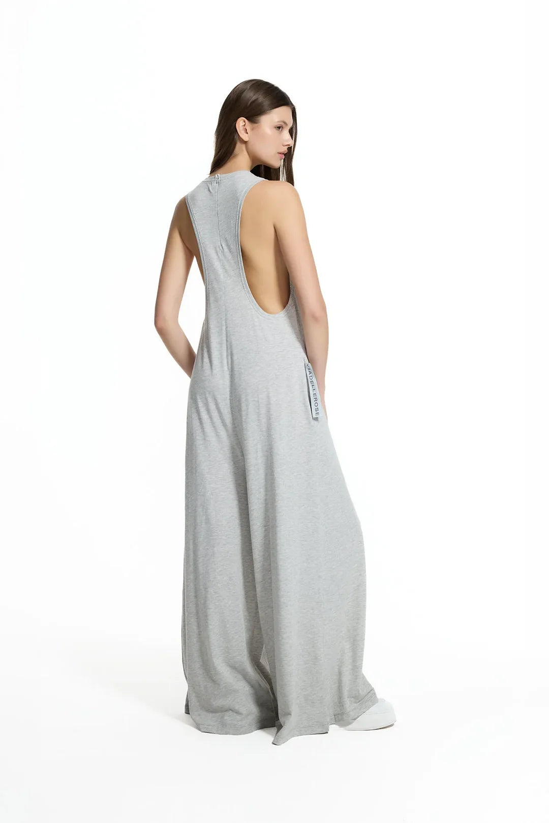 Grey Melange Wide Leg Relaxed Fit Jumpsuit