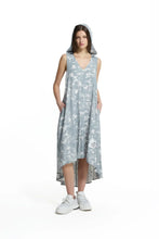 Load image into Gallery viewer, Grey Off White Hooded Asymmetric Printed Midi Dress
