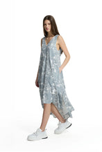 Load image into Gallery viewer, Grey Off White Hooded Asymmetric Printed Midi Dress
