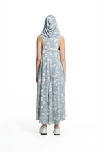 Load image into Gallery viewer, Grey Off White Hooded Asymmetric Printed Midi Dress
