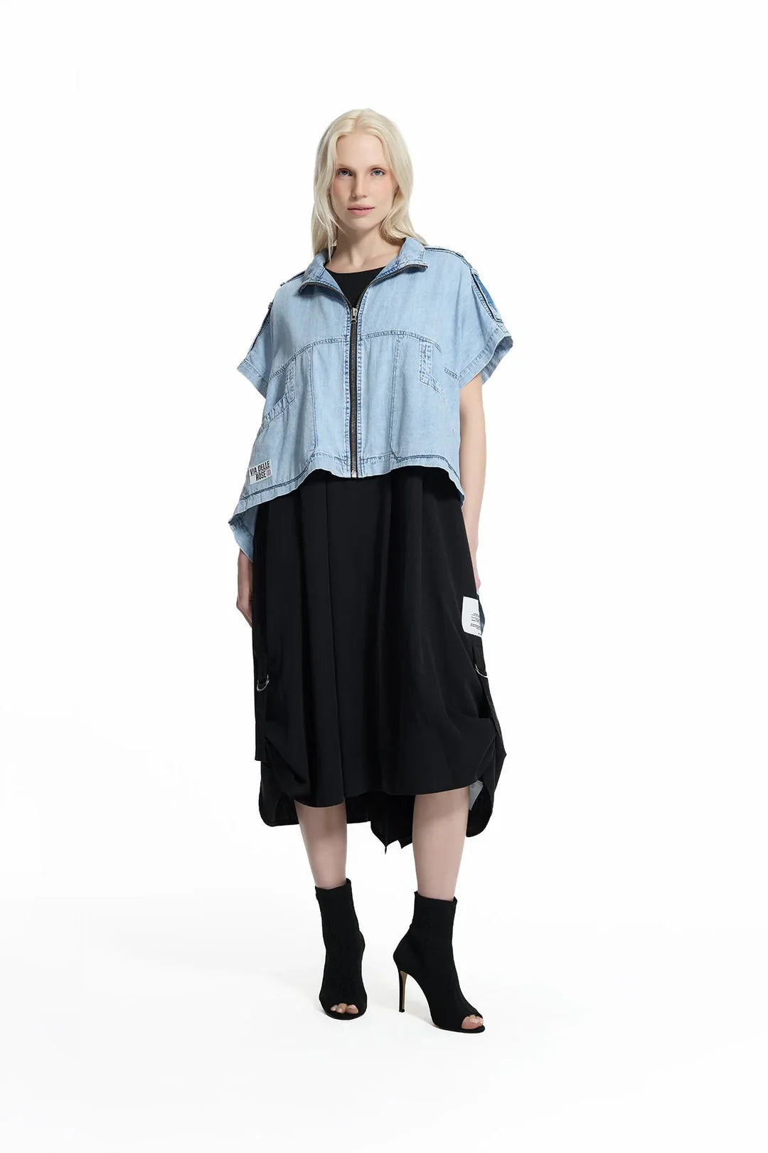 Ice Blue Asymmetric Denim Coat