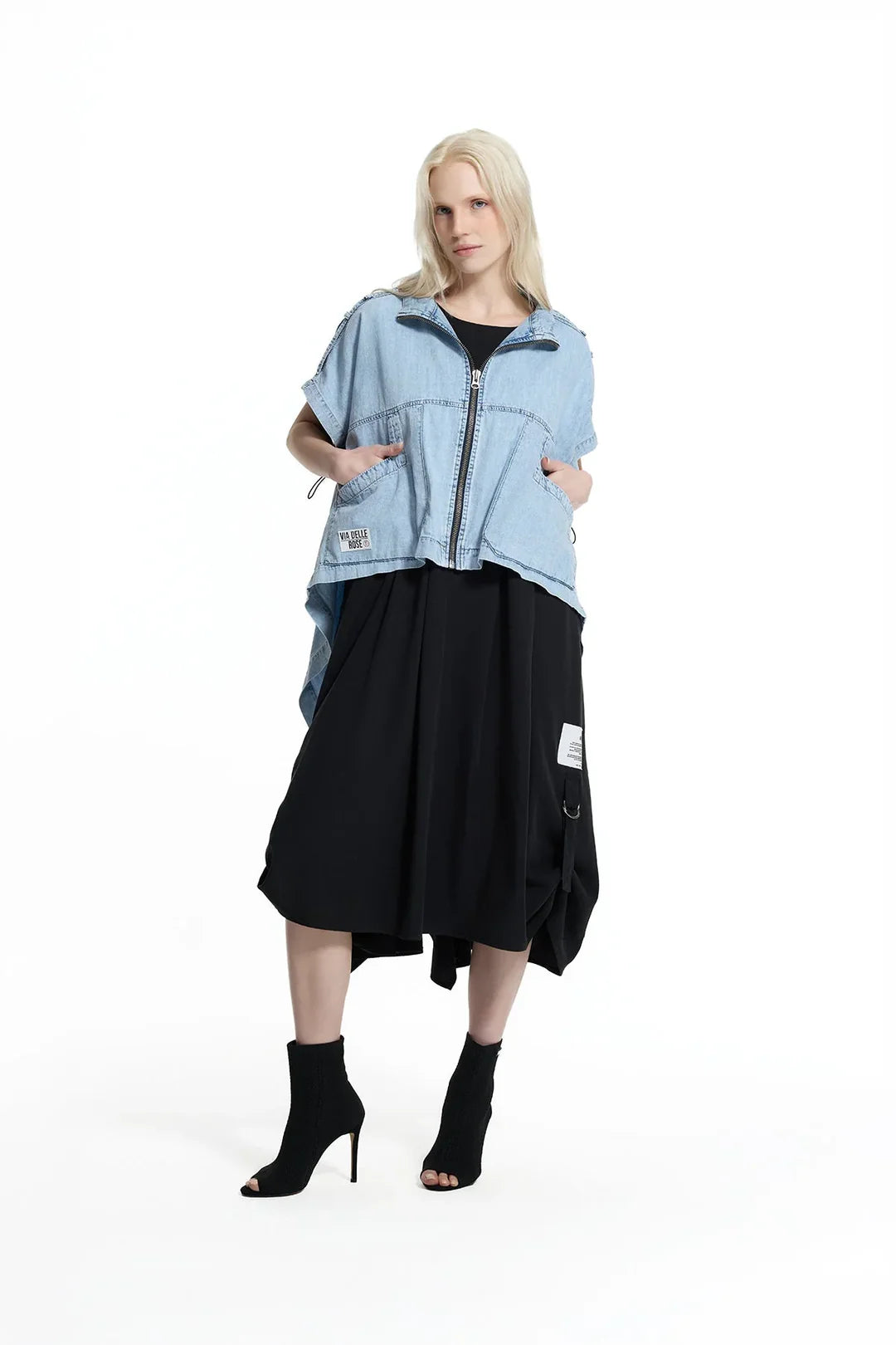 Ice Blue Asymmetric Denim Coat