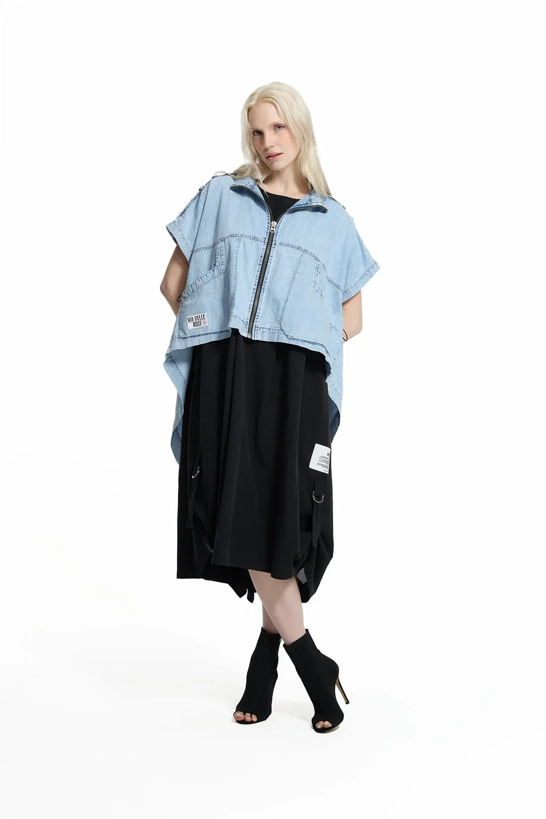 Ice Blue Asymmetric Denim Coat