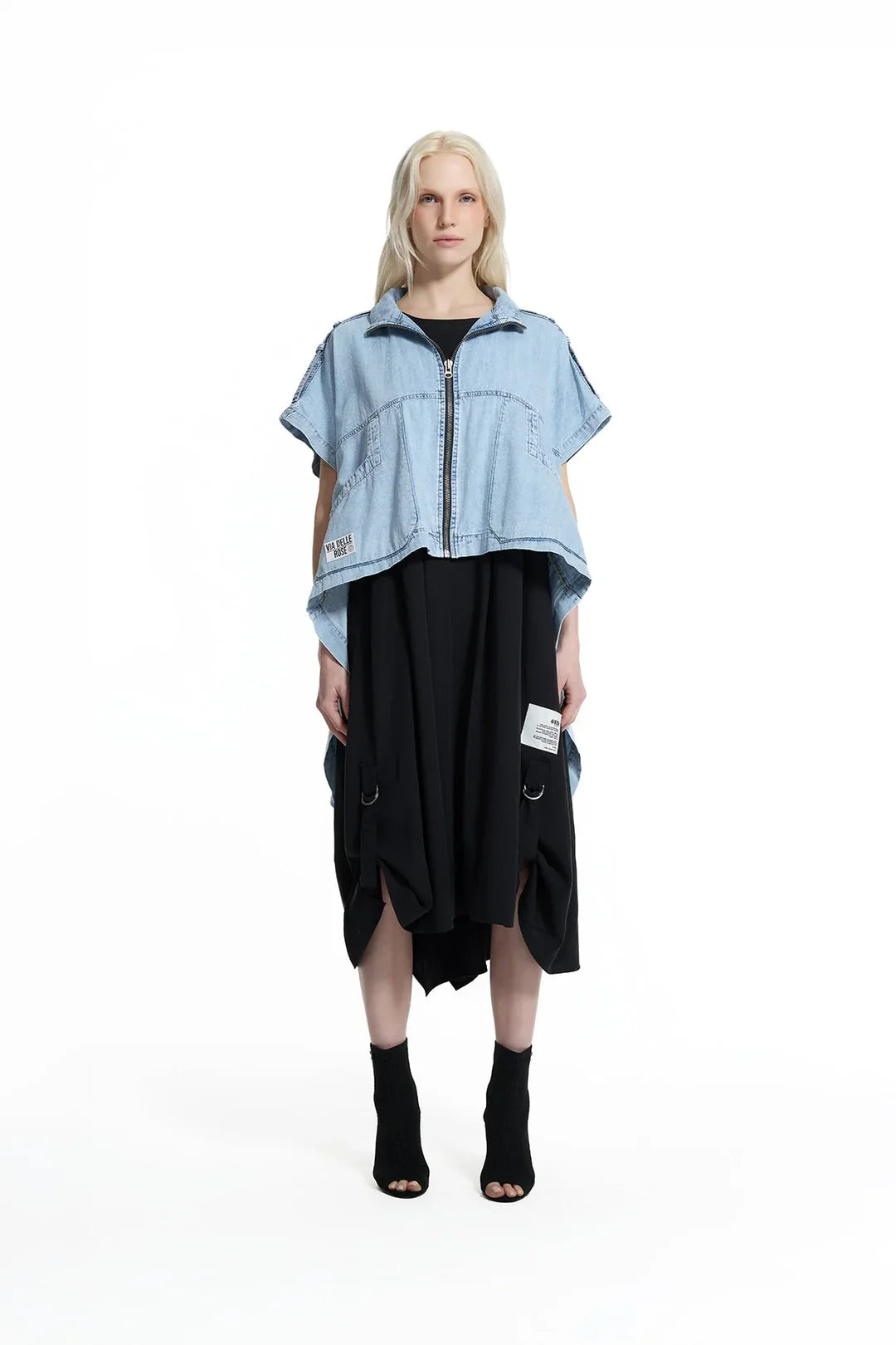 Ice Blue Asymmetric Denim Coat