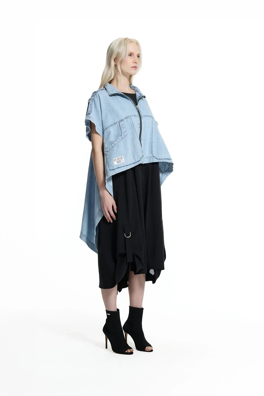 Ice Blue Asymmetric Denim Coat