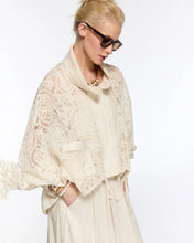 Load image into Gallery viewer, Sand lace oversized cropped zip jacket
