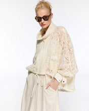 Load image into Gallery viewer, Sand lace oversized cropped zip jacket
