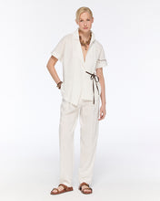 Load image into Gallery viewer, White linen wrap jacket and trousers
