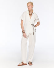 Load image into Gallery viewer, White linen wrap jacket and trousers
