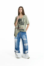 Load image into Gallery viewer, Khaki Graphic Asymmetric T-shirt

