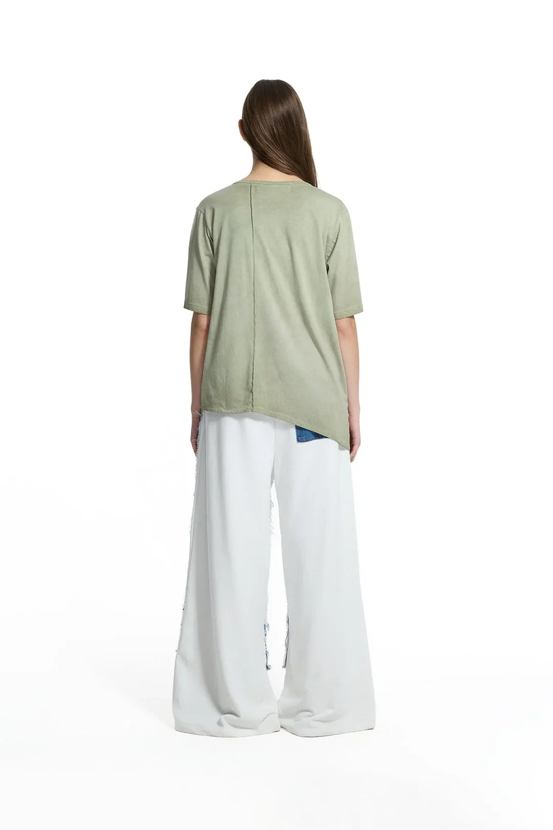 Khaki Graphic Asymmetric T-shirt