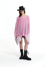Load image into Gallery viewer, Pink Asymmetric Panel Knit Sweater
