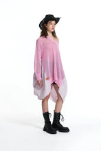 Load image into Gallery viewer, Pink Asymmetric Panel Knit Sweater
