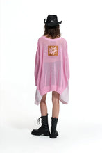 Load image into Gallery viewer, Pink Asymmetric Panel Knit Sweater

