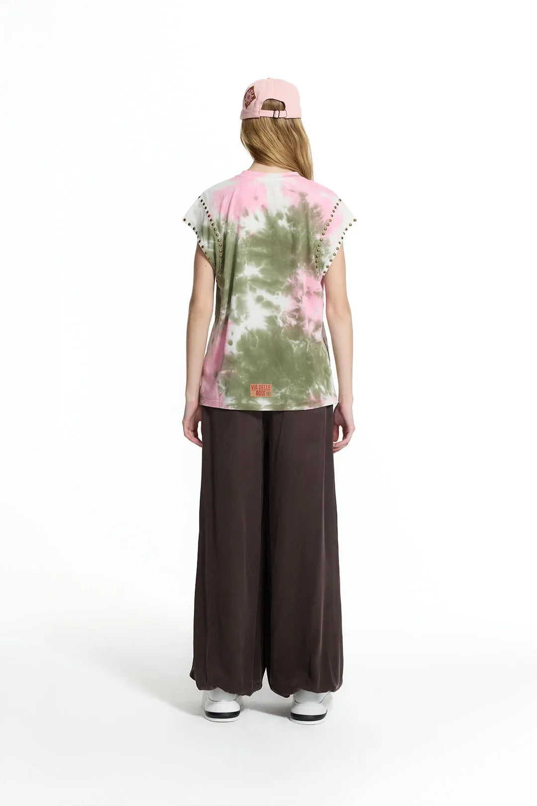 Pink Khaki Tie-dye Printed T-shirt
