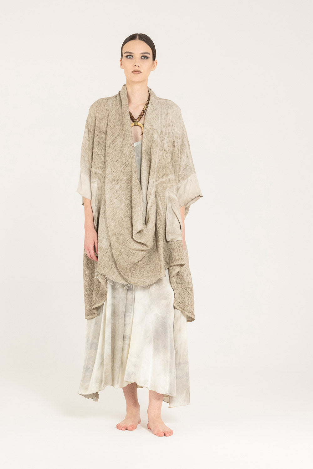 Sand Shell Maxi Knitwear Poncho