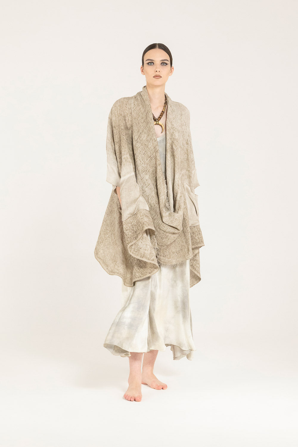 Sand Shell Maxi Knitwear Poncho