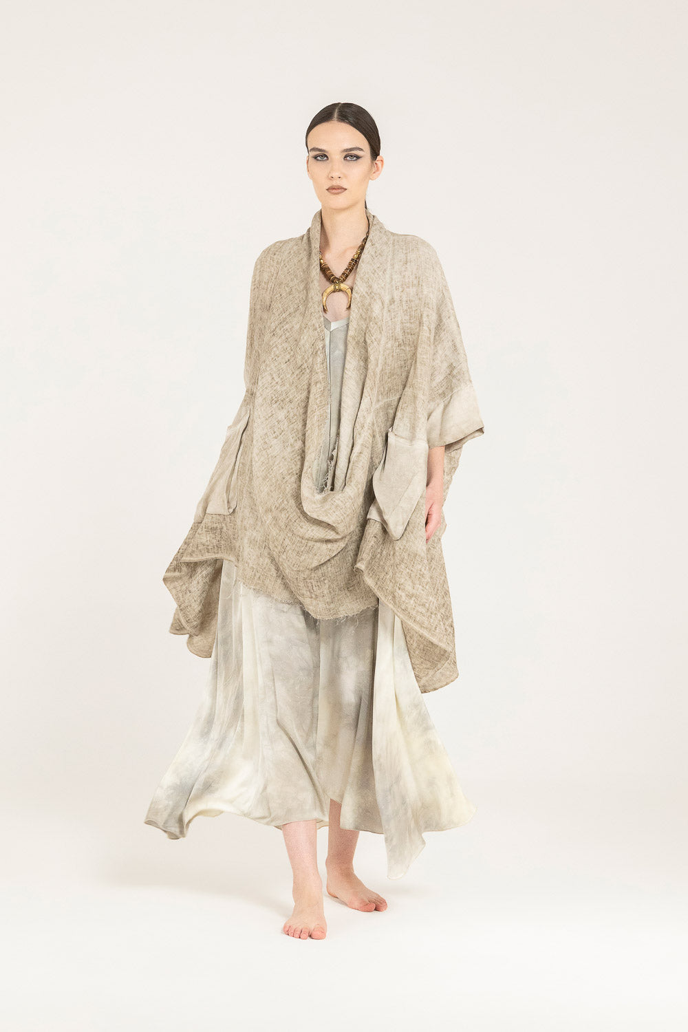 Sand Shell Maxi Knitwear Poncho