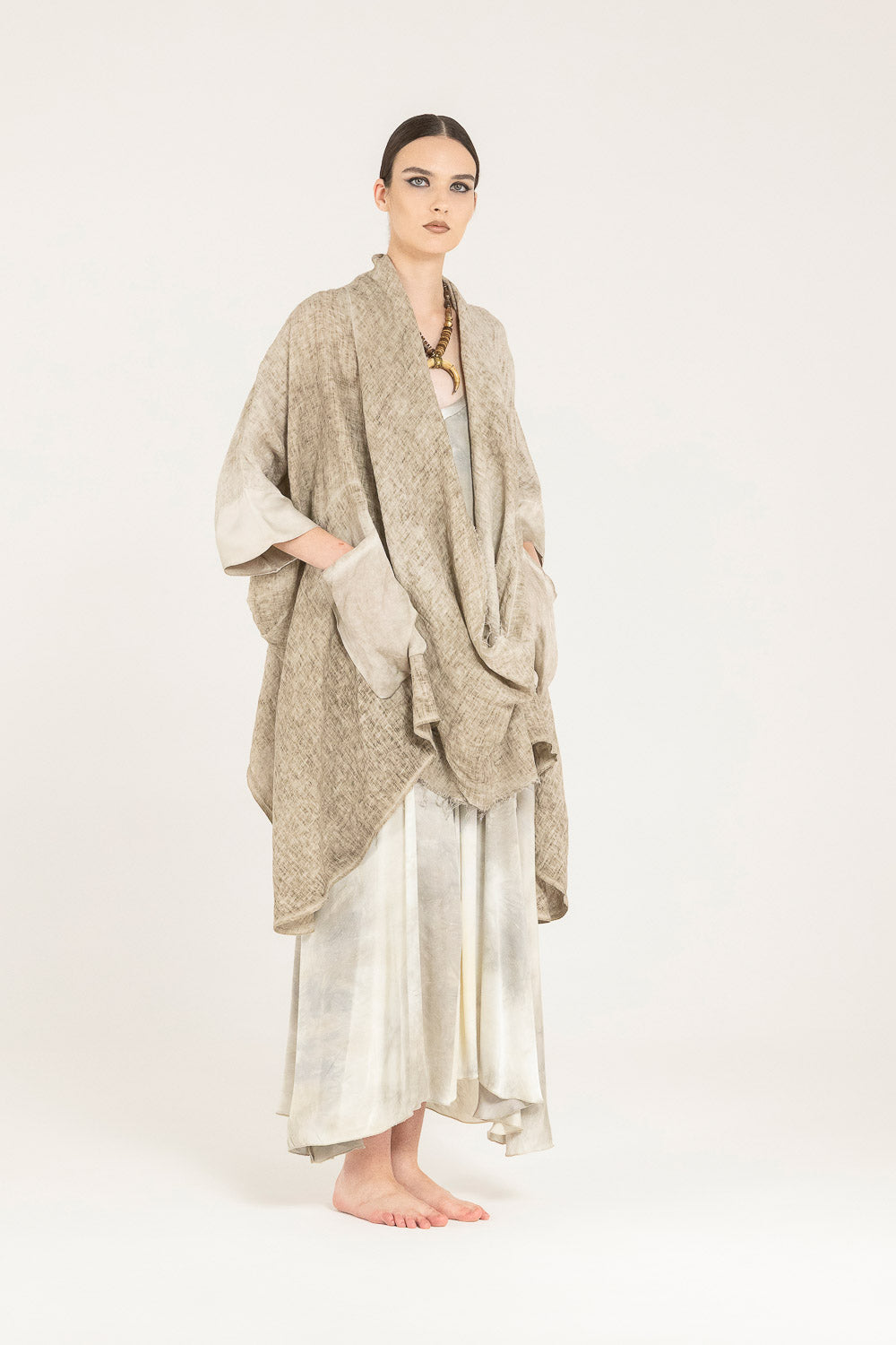 Sand Shell Maxi Knitwear Poncho